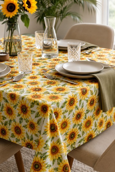Bikaya Home Honeycomb Textured Tablecloth |   150X180 cm |   4 People |   Mod...