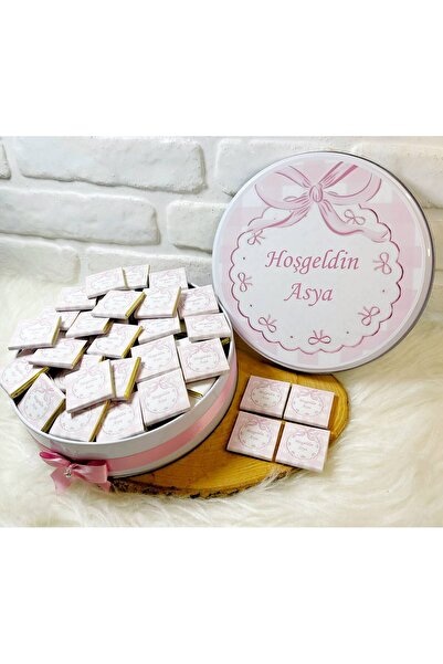 Sweet Story 100 Adet Pembe Kurdeleli Model 2 İsme Özel Hoşgeldin Kız Bebek He...