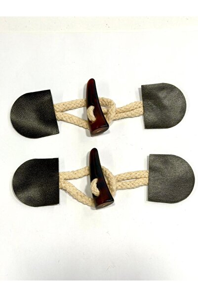 karantuhafiye Brown Leather Button with Leather Loop / 14cm / Button Set (Cbn28)