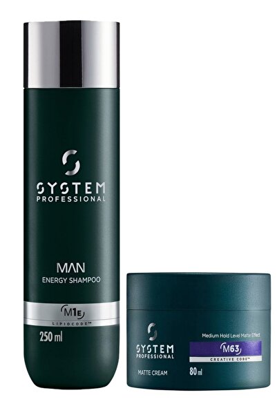 Wella System Professional Man Energy Şampuan 250 ml & Matte Cream Wax 80 ml E...