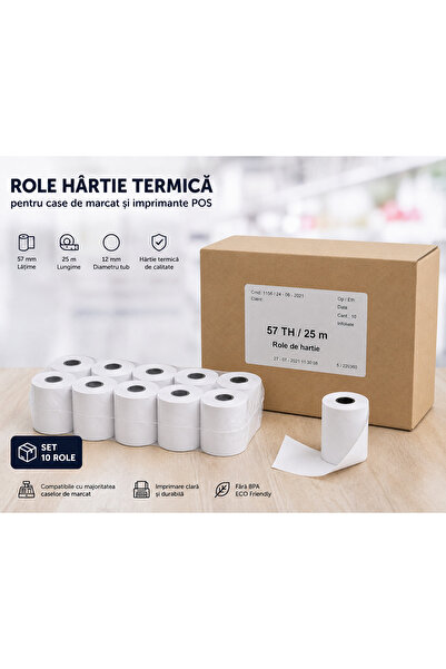 SUPERMEMO Set 10 Role Hârtie Termică 57 mm x 25 m – Compatibile Case de Marca...