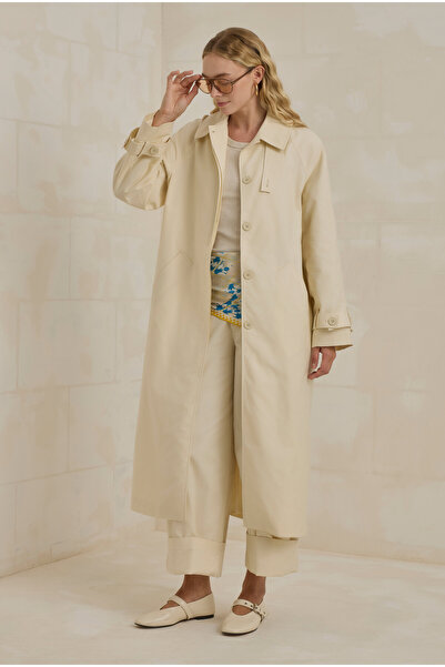 HEQA Gabardine Trench Coat Ecru