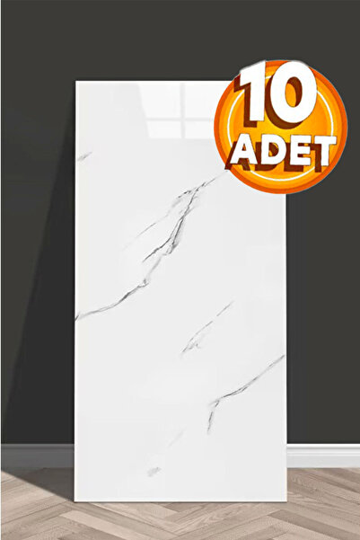 BienHome 10 Adet, 30x60 Cm Beyaz Siyah Mermer Desenli Popüler Kendinden Yapış...