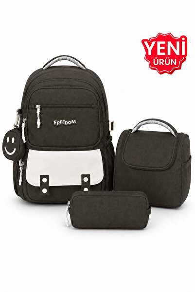 Çantaland 4-Piece Satin Fabric Waterproof Primary School Bag Set with Lunch B...