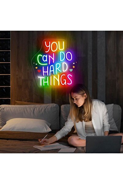 Slasa You Can Do Hard Things LED Neon Sign with 6mm Acrylic Base 40x35 cm