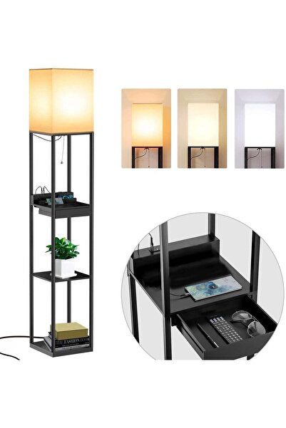 RATSAW مصباح أرضي مع أرفف، منافذ USB و Type-C، مصباح LED بثلاث درجات حرارة لو...