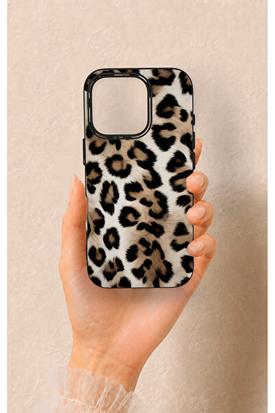 Vip Case iPhone 16 Pro Uyumlu Leopar Derisi Desenli Silikon Kılıf