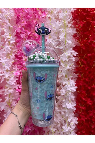 Generic Brand Stitch Patterned Water Bottle with Straw, Cute and Stylish Glas...
