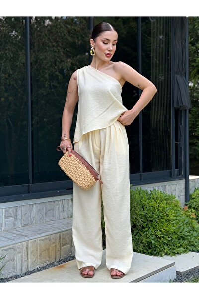 YK FASHION Asimetrik Detaylı Salaş Takım