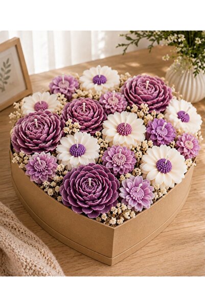 Yaratıcı sanatlar atölyesi Flower Bouquet Candle Set in a Gift Box Decorated ...