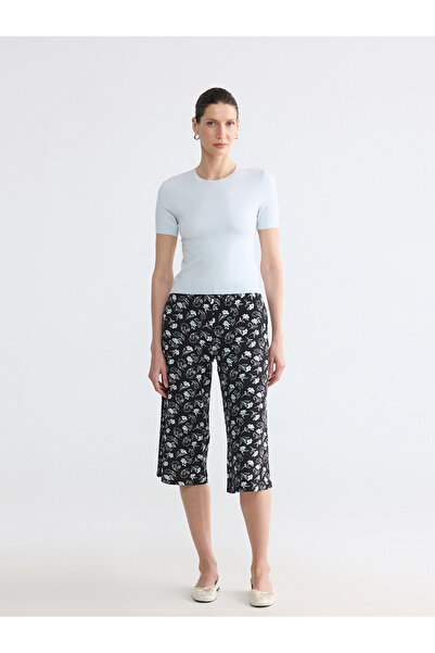 LC Waikiki Özmarka New Season Elastic Waist Floral Wide Leg Women's Capri