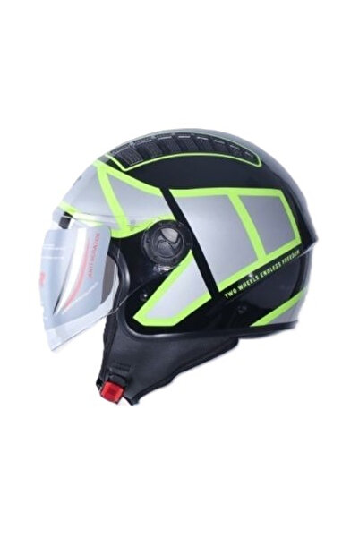 NCR 230 YARIM YAZLIK KASK SİYAH SARI GRAFİK ECE BELGELİ
