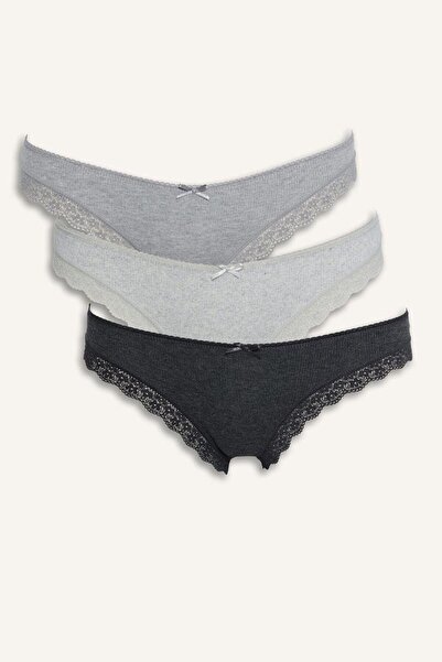 DeFacto Lace Detailed Ribbed 3-Piece Brazilian Panties (26 Sp)