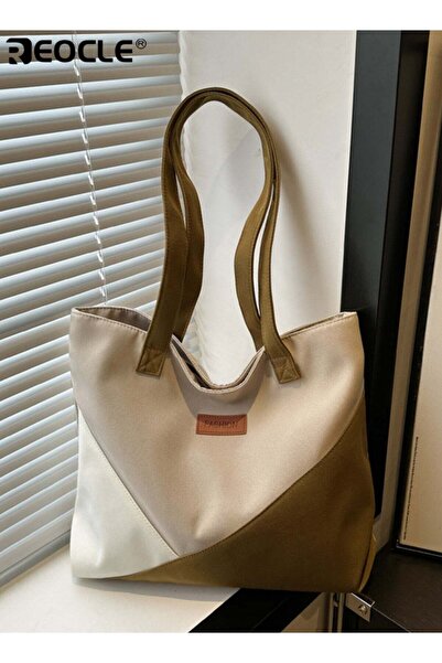REOCLE Women's Paneled Tote Bag with Contrast Design & Top Handles Stylish La...