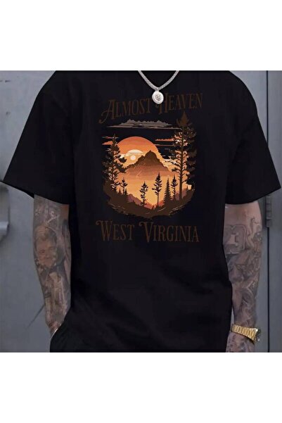 LİNA06 تي شيرت رجالي بتصميم جرافيكي من West Virginia Almost Heaven - تي شيرت ...