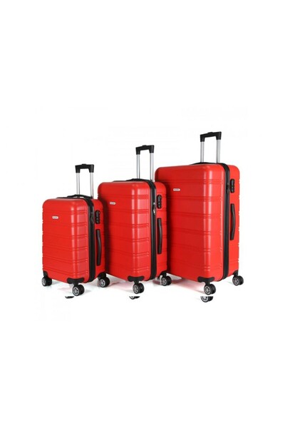 HomeVero HV-2003RED Σετ βαλίτσες ταξιδιού σκληρές 3 τμχ Κόκκινο