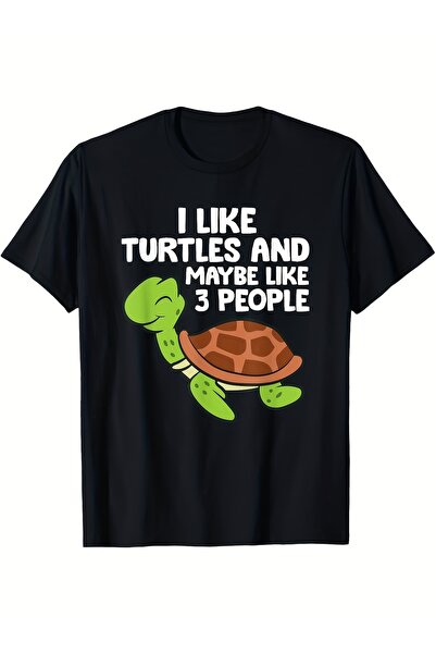 212Wear تي شيرت رجالي بطباعة رسومية مضحكة بتصميم I Like Turtles & Maybe 3 Peo...