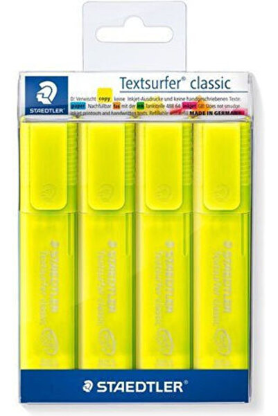 Staedtler Textsurfer Μαρκαδόροι Υπογράμμισης Κίτρινο Σετ 4 τεμαχίων