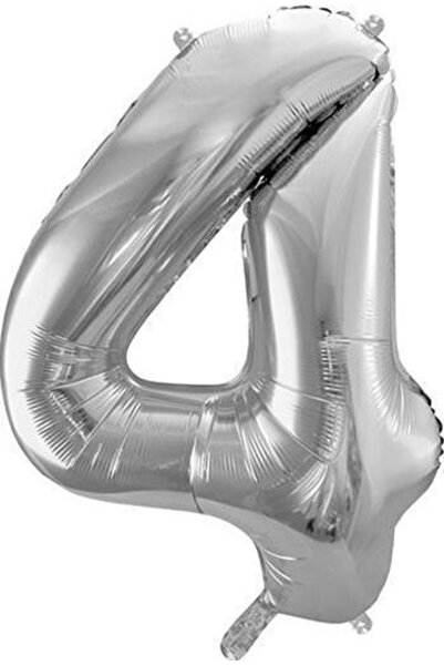 Partydeco Balon folie Jumbo Numărul 4 Argintiu 86cm