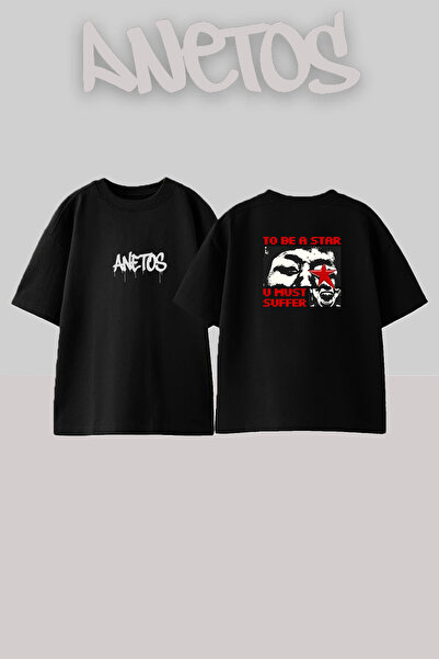 Anetos Ozzy Osbourne dizajn, štampana unisex majica oversize crne boje