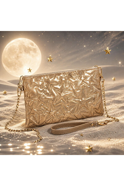 ZİVORA Women's Star Patterned Quilted Portfolio Bag with Chain Strap and Zipp...