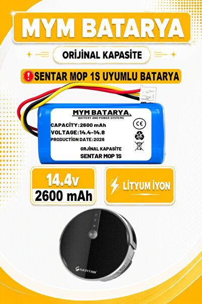 MYM BATARYA Sentar Mop 1S Uyumlu Akıllı Robot Süpürge Bataryası 14.4v 2600mah...