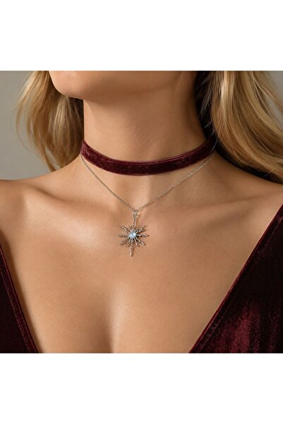 Aurevyn Design İkili Yıldız Choker Zincir Kolye