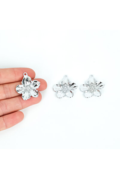 yfhobi 1 Adet - 30 mm Çiçek Desenli Uç, Charm Uç, Rodyum Kaplama 1.Kalite Kar...