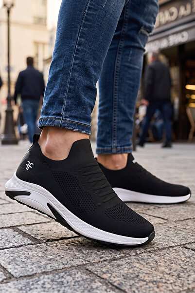 Giyyin Men's Sports Shoes Breathable Lightweight Comfortable Black and White ...