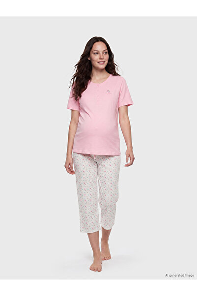 LC Waikiki Peak New Season Patterned Maternity Capri Pajama Set