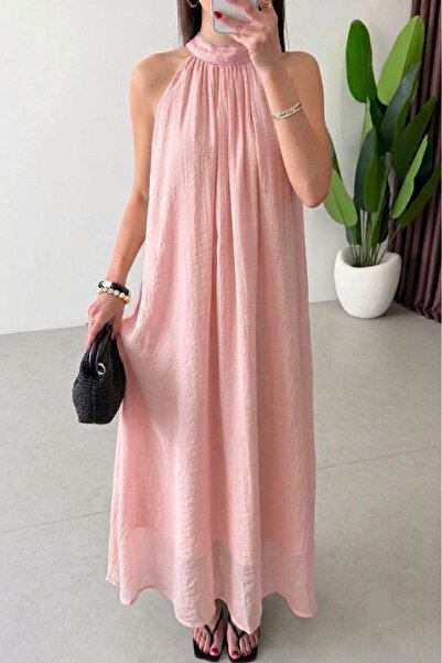 Lovely butik Φόρεμα με λαιμόκοψη halter, χαλαρό, μποέμ, μάξι - Σιφόν με τσαλα...