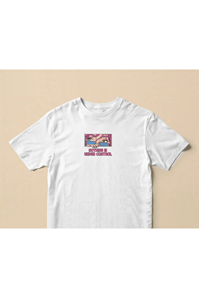 buzagi Nothing Is under Control Regular Unisex White T-Shirt