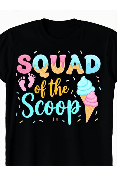23 nisan تي شيرت Squad Of The Scoop Ice Cream Gender Reveal Baby Shower Holid...
