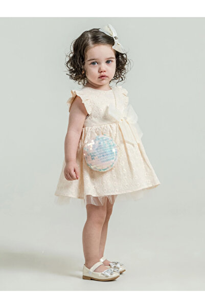 Maison Bebe Cocosiss Baby Girl Sequin Bag and Bow Evening Dress