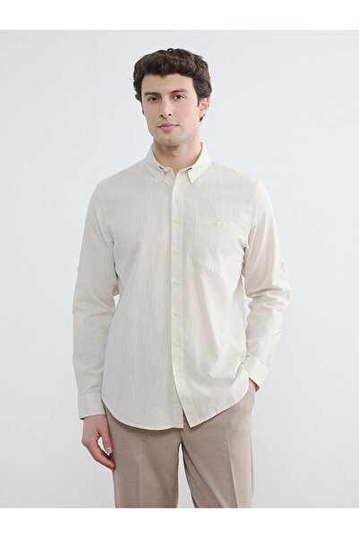 LC Waikiki Nevavm Regular Fit Linen Blend Men's Shirt with Difference
