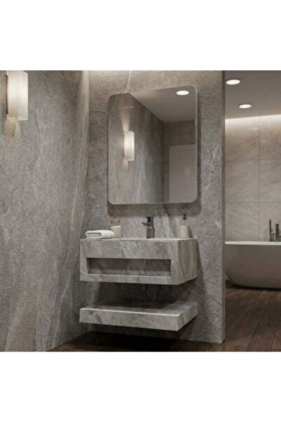 Danube Home Milano Sintered Stone Vanity with Mirror - 600x500x250mm Single B...