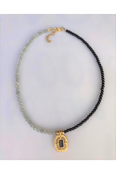 Handmade Κολιέ από γκρι πέτρα