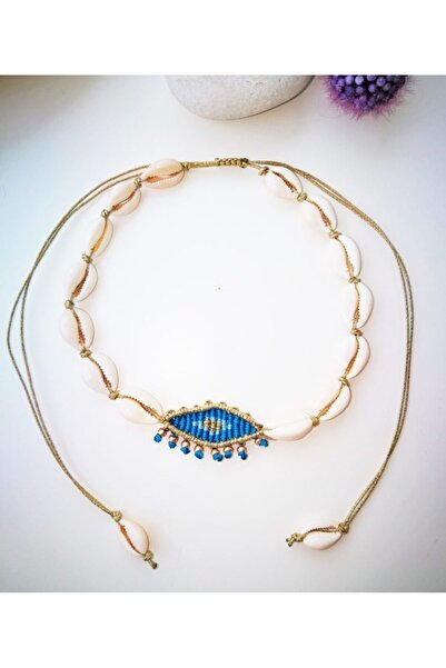 Handmade Κολιέ με Κοχύλια σε Σχήμα Ματιού