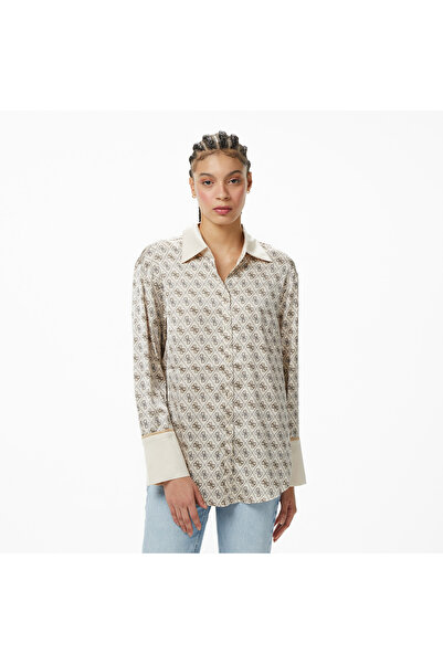 Guess Ls Alexandra Slim Fit Kadın Beyaz Gömlek