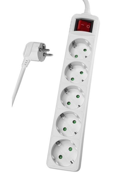 POWERTECH πολύπριζο PT-876, 5x schuko, 16A, 3m, λευκό