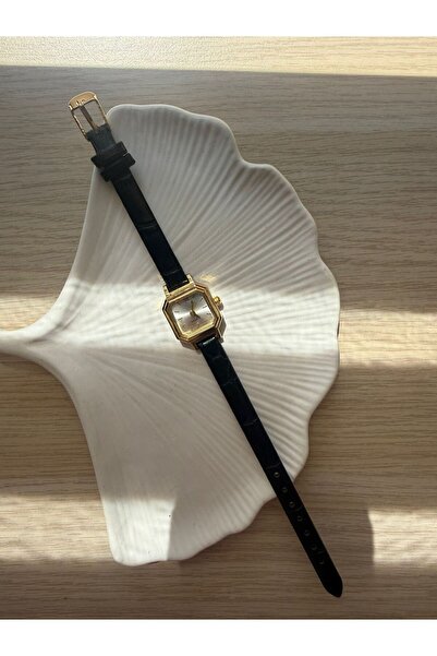 rubsey Minimal Leather Cord Women's Wristwatch Black