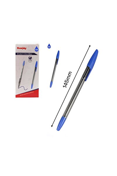 idei Cutie cu 50 Pixuri Simple cu Capac Albastru, Cerneală Gel Albastră, Vârf...
