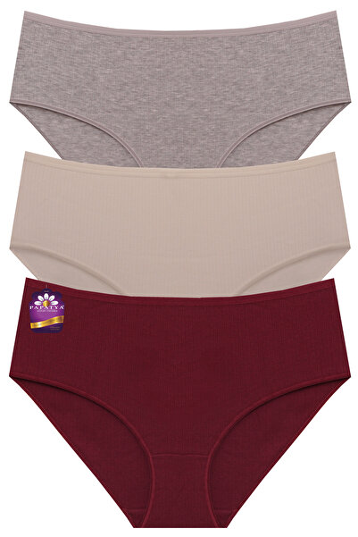 papatya lingerie Cotton Ribbed Basic Slip Panties 3-Pack Size 40-42 Pw-1025 -...