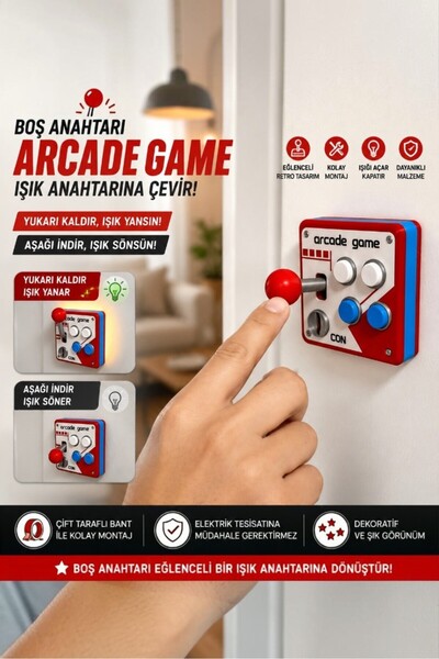 KUKO DESIGN Retro Arcade Işık Anahtarı Kapağı | Joystick Işık Anahtarı Aparat...