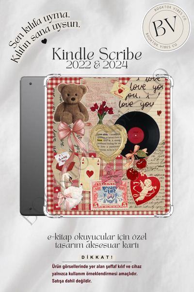 BookTok Vibes Co. Teddy Vintage Lovers Temalı Kolaj Insert - Kindle ve Kobo E...