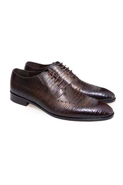 FRANCO CALVANI Brown Lace-Up Genuine Leather Men's Shoes