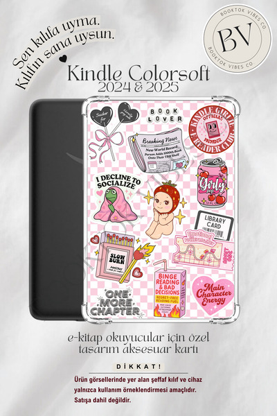 BookTok Vibes Co. Sonny Angel Pembe Sticker Temalı Insert - Kindle ve Kobo E-...
