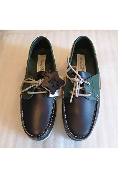 Butik Tülin Unisex Genuine Calfskin Leather Navy Blue Green Combination Hand-...