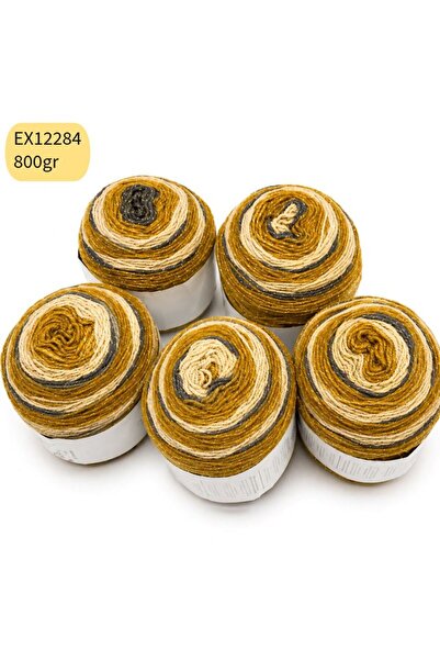 Oxford İplik İhrac Fazlası 5'li Paket 800 gr Simli Akrilik Kek Batik EX12284