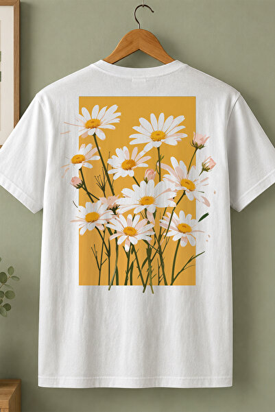 Spoyi Gold Spring Design 100% Cotton Half Oversize White T-Shirt